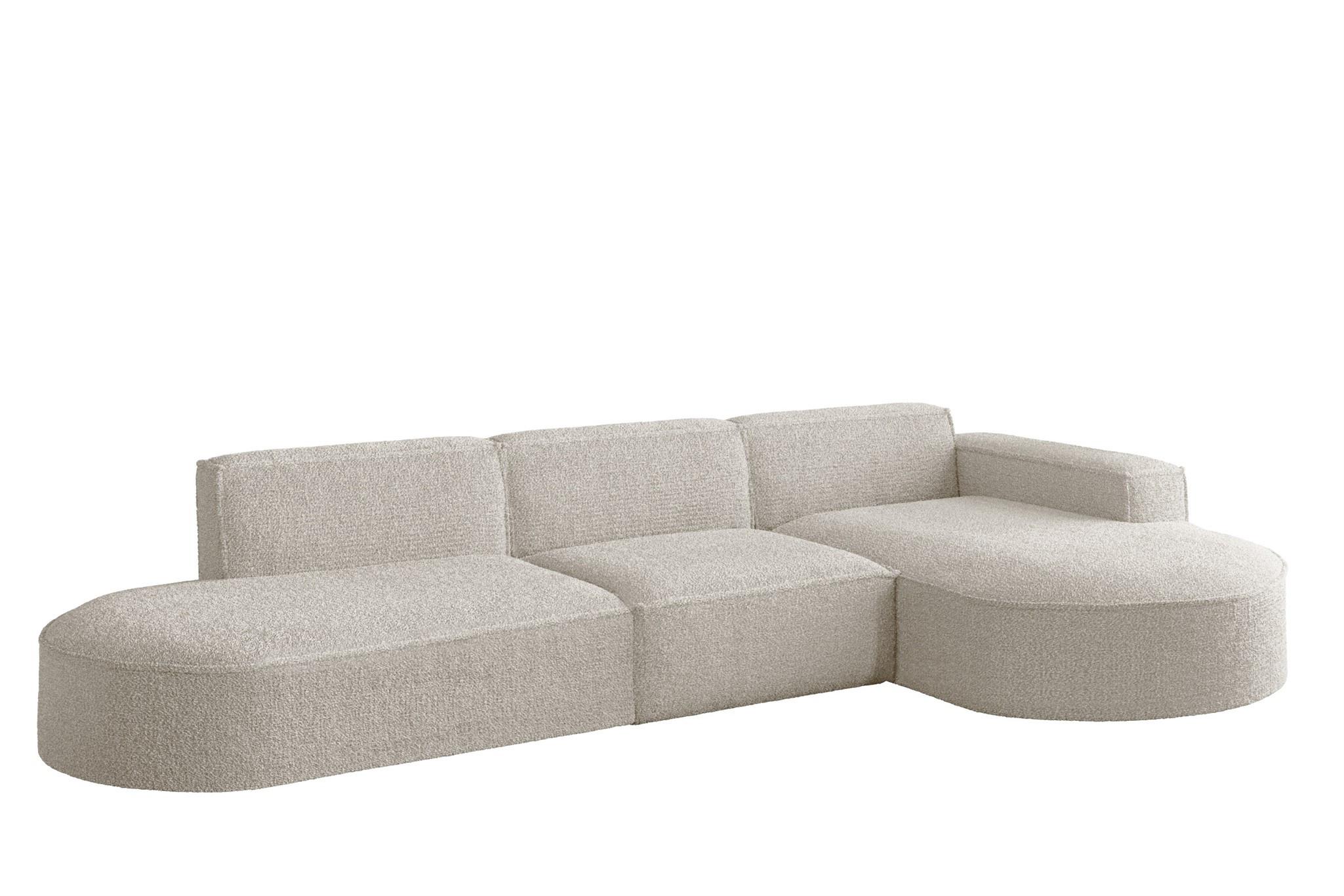 ECKSOFA Ottomane Palma Ascot Bukla - Beige, Holzwerkstoff/Textil (296/165cm) - Fun Möbel