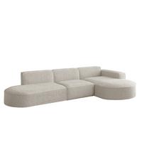 ECKSOFA Ottomane Palma Ascot Bukla - Beige, Holzwerkstoff/Textil (296/165cm) - Fun Möbel