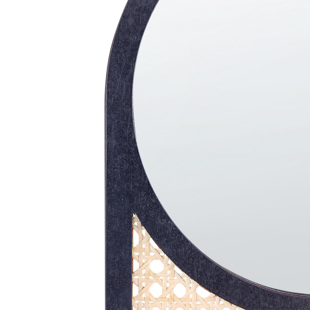 WANDSPIEGEL Rattan naturfarben/schwarz 30/56 cm Baleal - Beige/Schwarz, Naturmaterialien (30/56/2cm) - Beliani