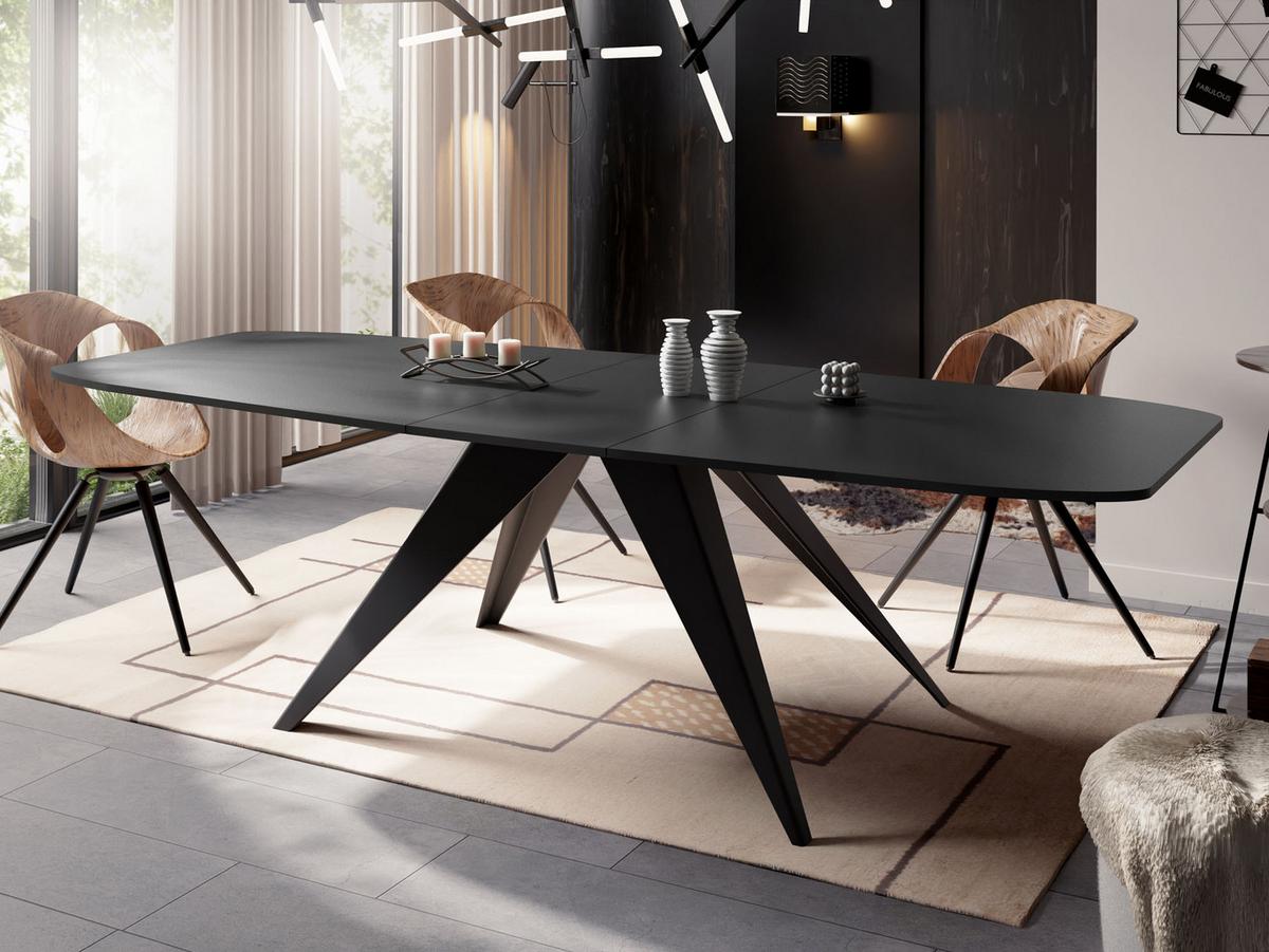 ESSTISCH Foster rechteckig ausziehbar, Schwarz 180-218/90/76 cm - Schwarz, Holzwerkstoff/Metall (90/220/76cm) - WFL GROUP