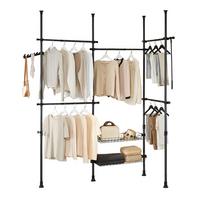 TELESKOP GARDEROBEN SYSTEM Schwarz - Schwarz, Kunststoff (305/270/3cm) - SoBuy