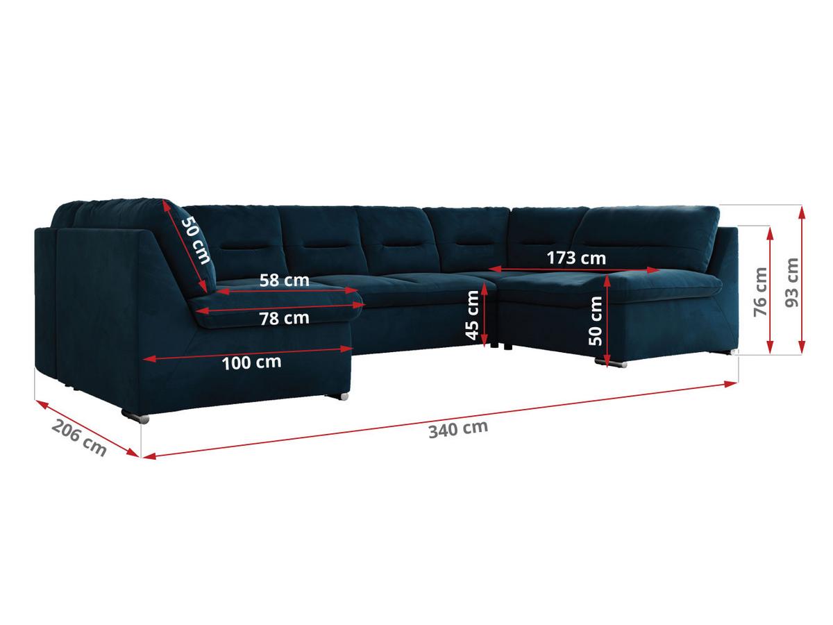WOHNLANDSCHAFT MORBIDO U Dunkelblau Velvet - Silberfarben/Dunkelblau, Textil/Metall (340/93/206cm) - MKS