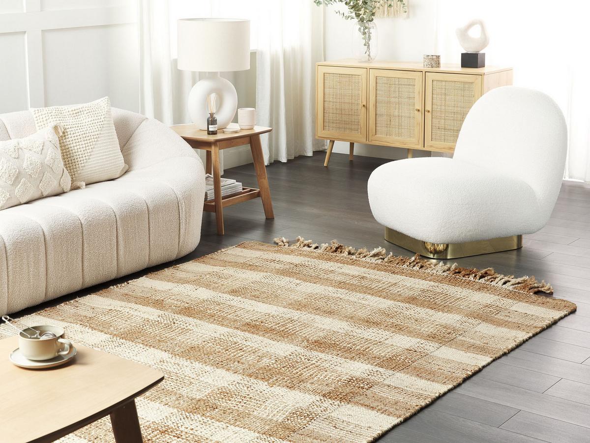 TEPPICH geflochten Berissa 200/140 cm - Beige, Naturmaterialien (140/200cm) - Beliani