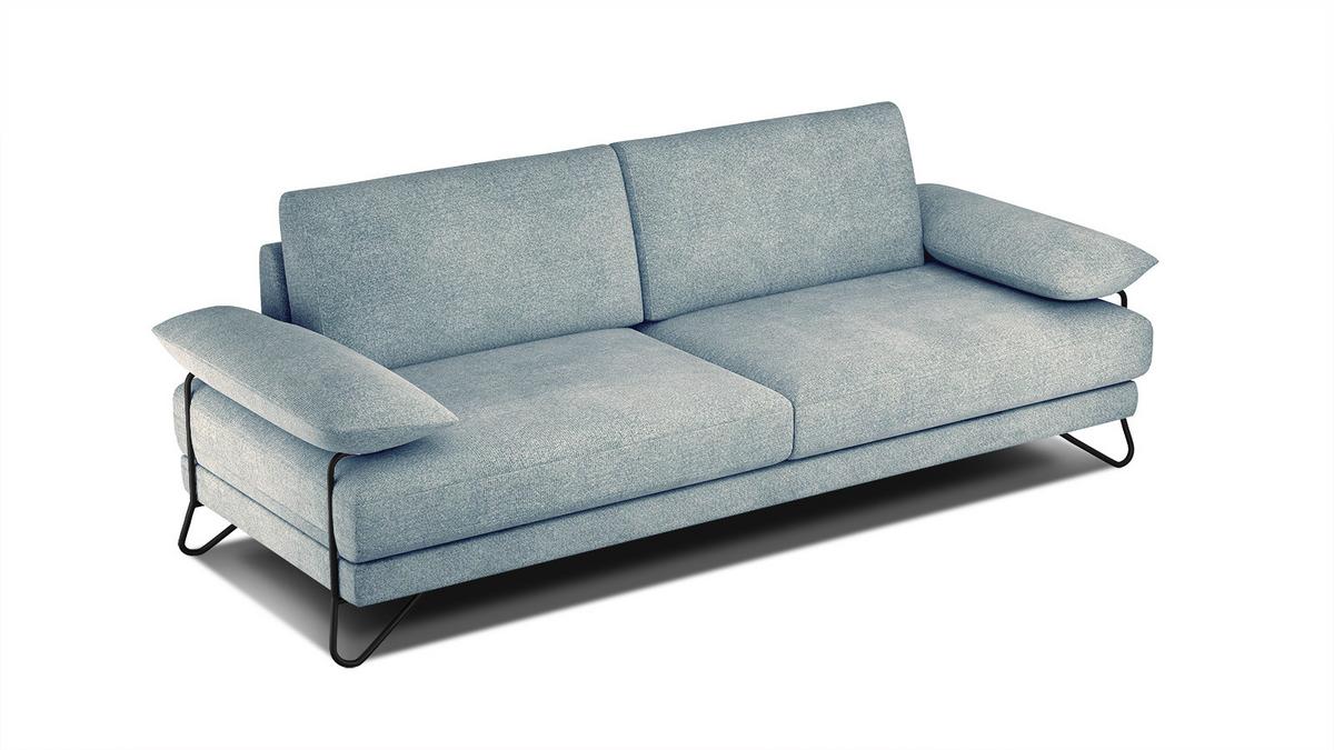SOFA LORI 3-Sitzer, mintgrün - Schwarz/Mintgrün, Holzwerkstoff/Textil (245/87/96cm) - Wozimo