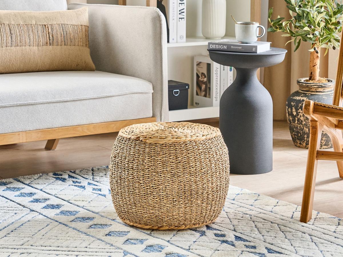 POUF Seegras Beige Haiphong - Beige, Holz (40/30/40cm) - Beliani