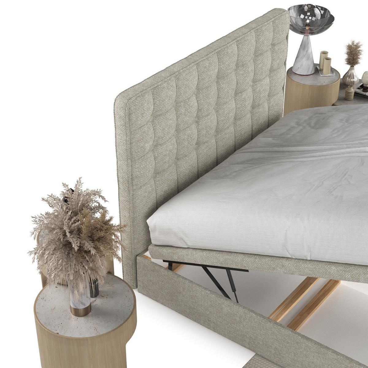 POLSTERBETT Celestia mit Stauraum 120/200 cm Beige im Alta Stoff - Beige/Schwarz, Holz/Holzwerkstoff (120/200cm) - AltaBeds