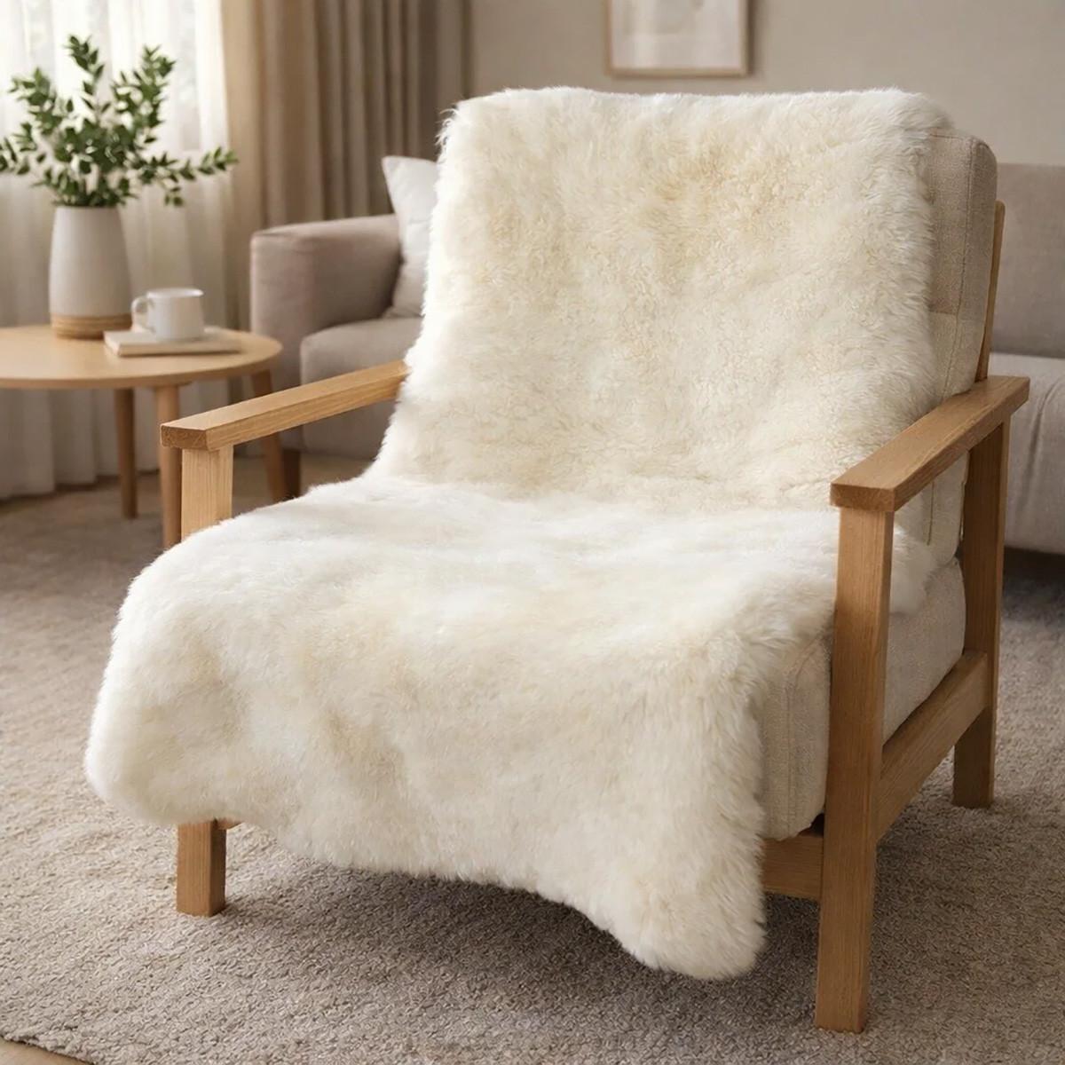 FELL Merino Schaffell Natur Weiß ca. 105 cm - Weiß, Fell (55/105cm) - Provellus
