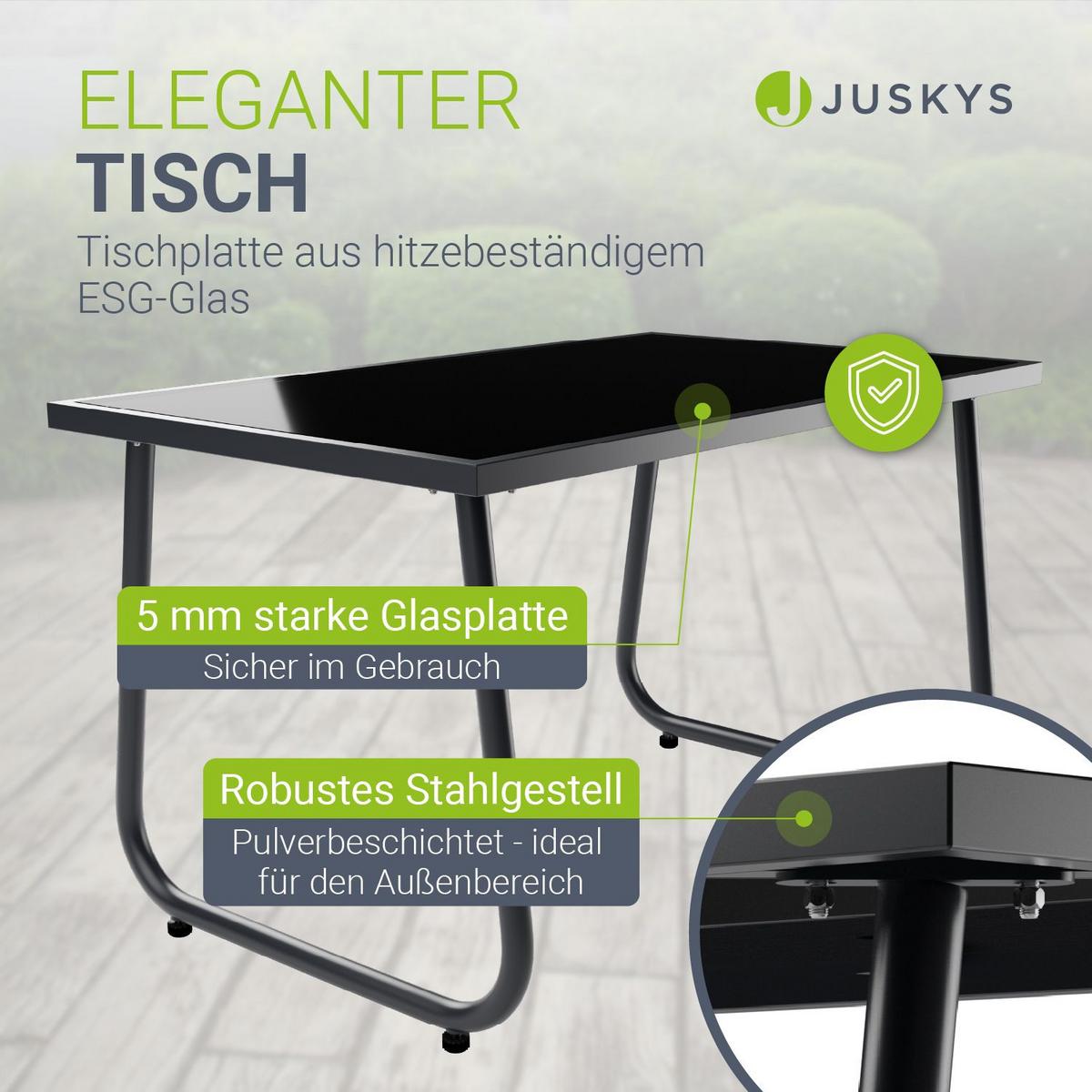 GARTENMÖBELSET Genua 4-tlg. Anthrazit - Anthrazit, Metall - Juskys