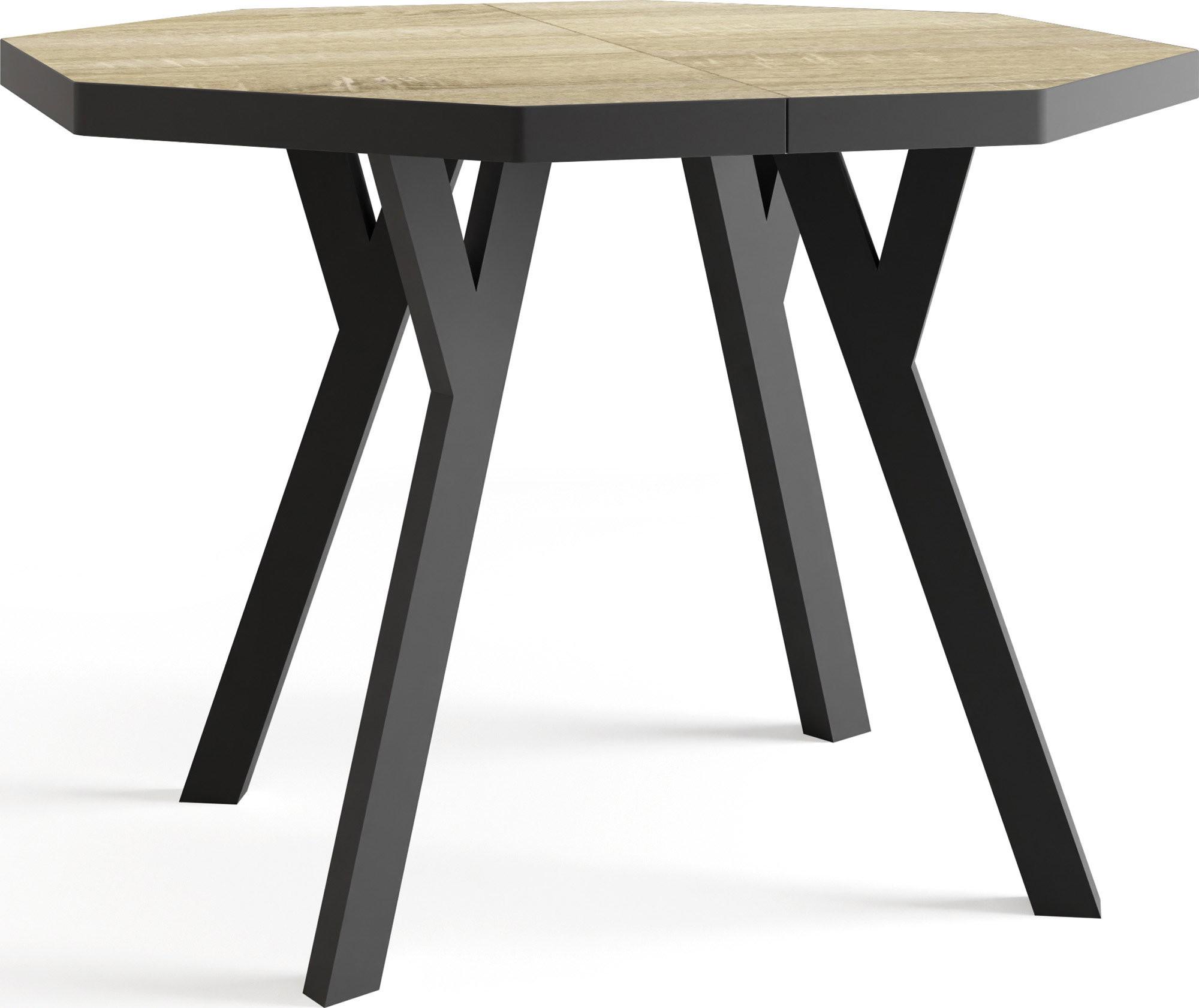 ESSTISCH Desmond achteckiger ausziehbarer, Sonoma Eiche 100-200/100/76 cm - Schwarz/Sonoma Eiche, Holz/Holzwerkstoff (100/200/76cm) - WFL GROUP
