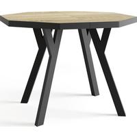 ESSTISCH Desmond achteckiger ausziehbarer, Sonoma Eiche 100-150/100/76 cm - Schwarz/Sonoma Eiche, Holz/Holzwerkstoff (100/150/76cm) - WFL GROUP