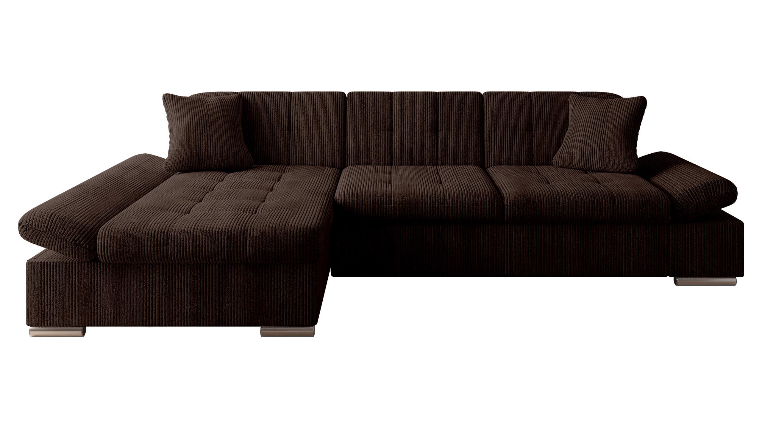 ECKSOFA Malwi Cord, Seite: Links - Nussbaumfarben, Holz/Textil (278/161cm) - MIRJAN24