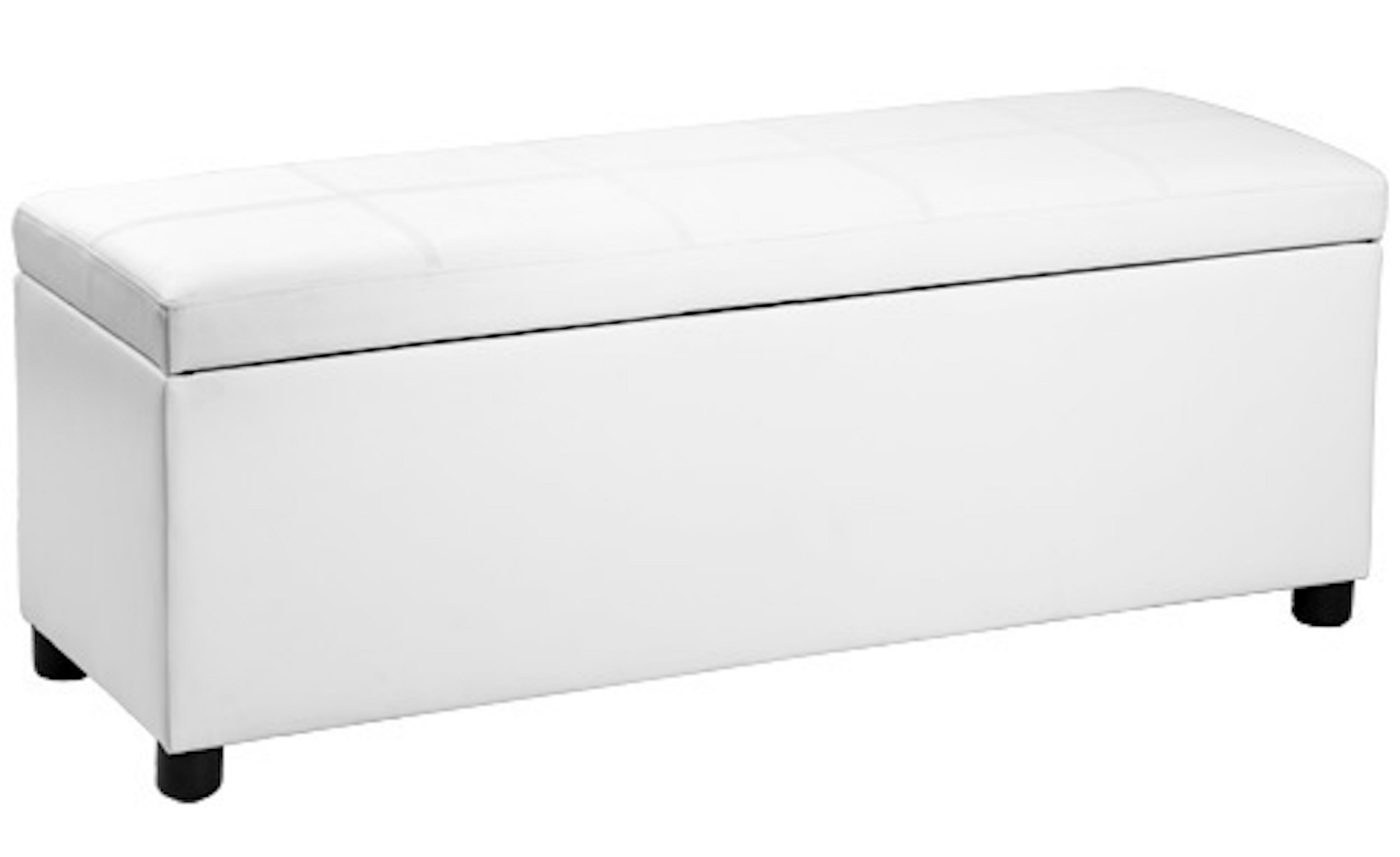 TRUHENBANK - Weiß, Holz/Kunststoff (118/43/37cm) - [en.casa]