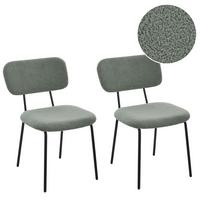 STUHL 2er-Set Bouclé Hellgrün Adair - Hellgrün, Textil (52/83/63cm) - Beliani
