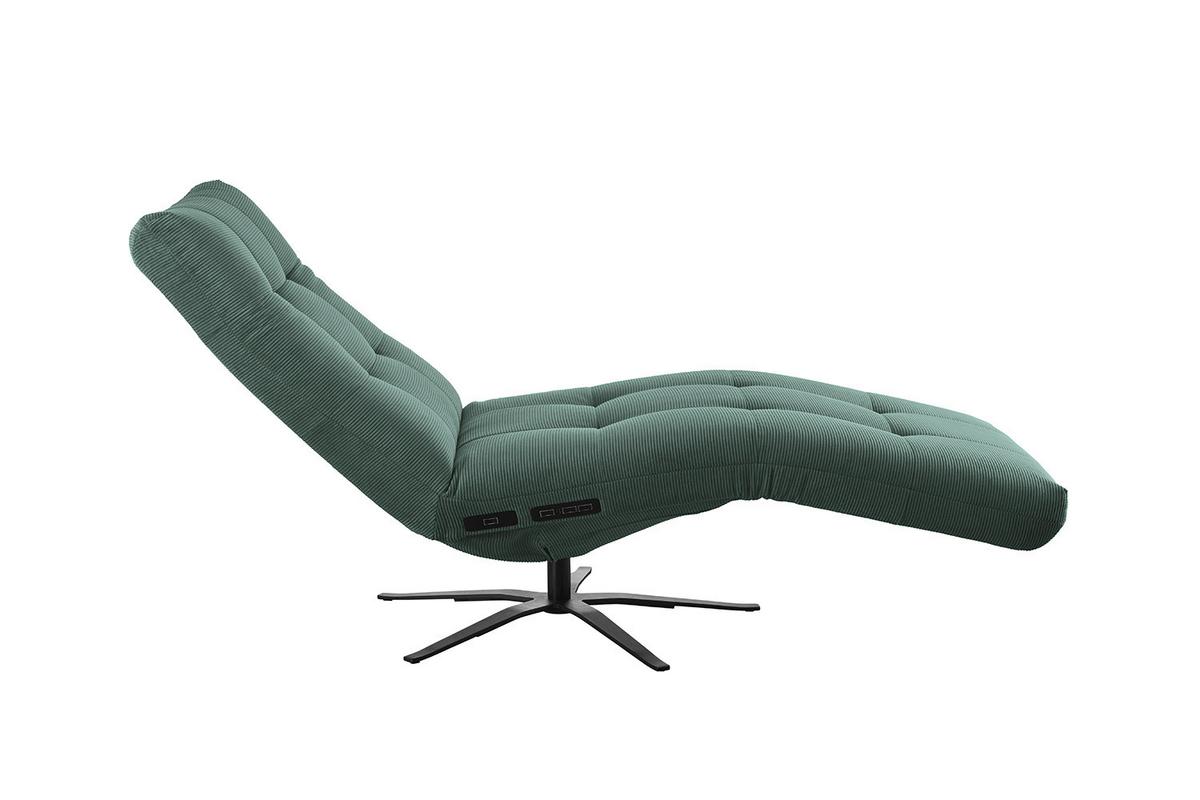 RELAXLIEGE LETICIA Smaragdgrün Cord Drehbar (360°), Relaxfunktion - Smaragdgrün/Schwarz, Textil/Metall (82/115/156cm) - KAWOLA