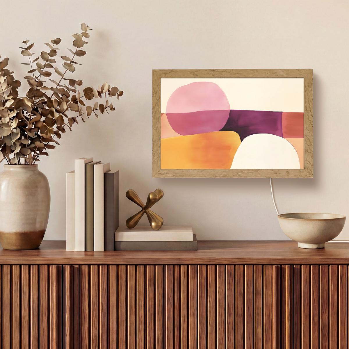 WANDLEUCHTE Formen - Abstrakt - Farbenfroh 30x20 cm - Rosa, Holzwerkstoff (30/20/8cm) - OnlyWow