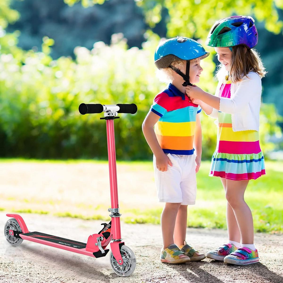 SCOOTER 85cm Pink - Pink, Metall (70/85/10cm) - COSTWAY