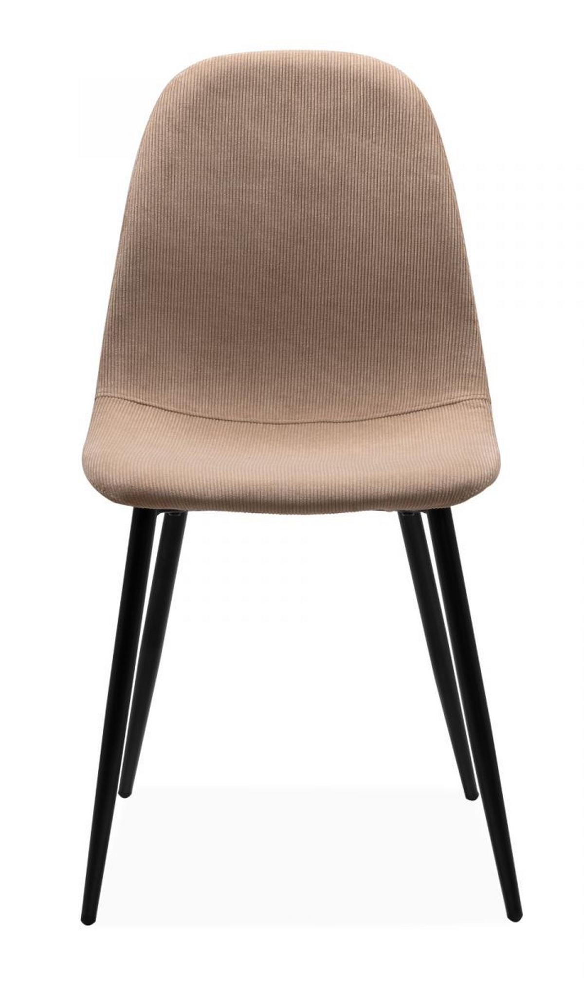 STUHL 4er-Set braun Cord, Esszimmerstuhl mit 4-Fuß-Gestell - Schwarz/Braun, Textil/Metall (50/83/43cm) - Furn.Design