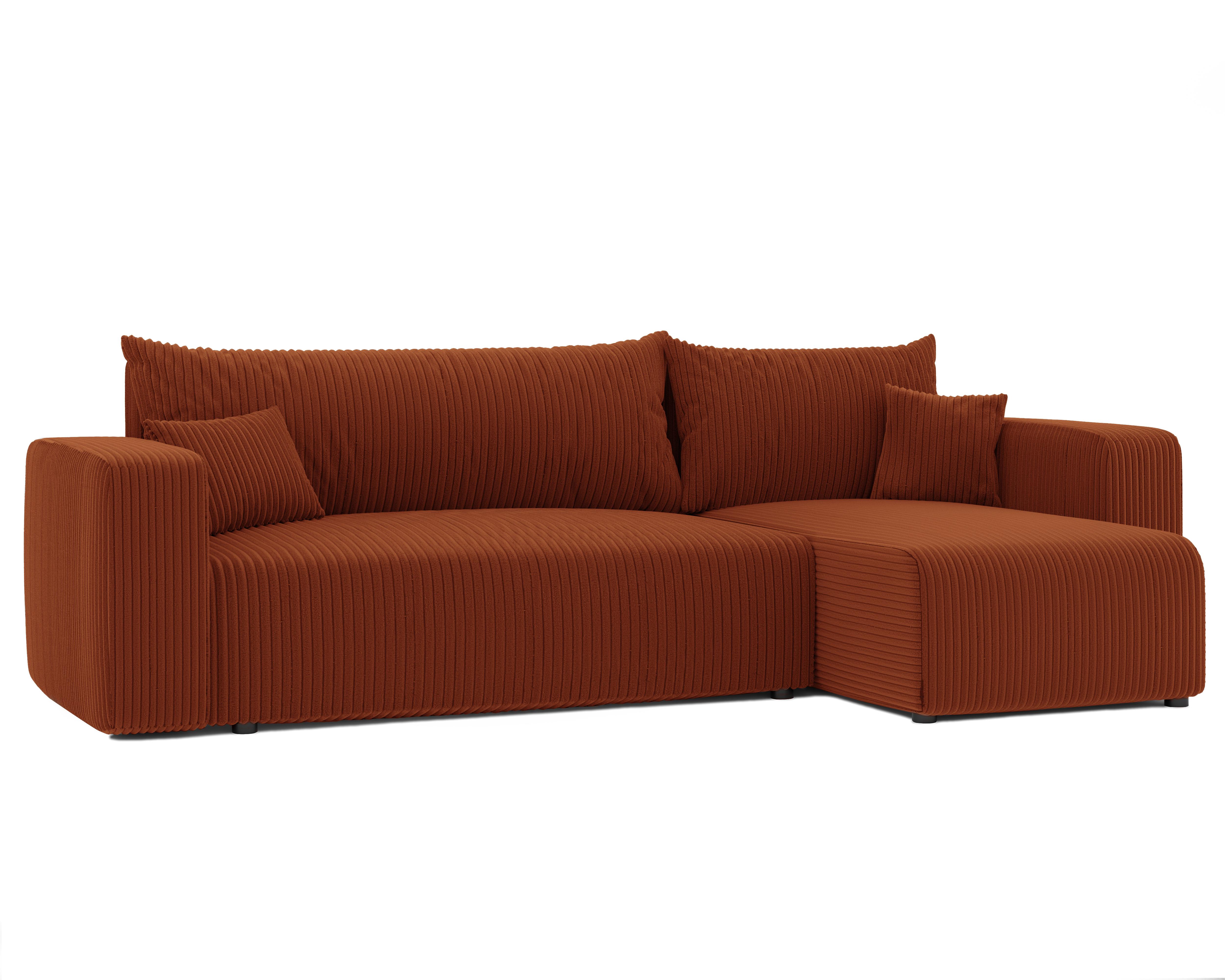 ECKSOFA Ziegelrot Cord-Stoff mit Bettkasten - Rotbraun, Textil (248/145cm) - Idohome