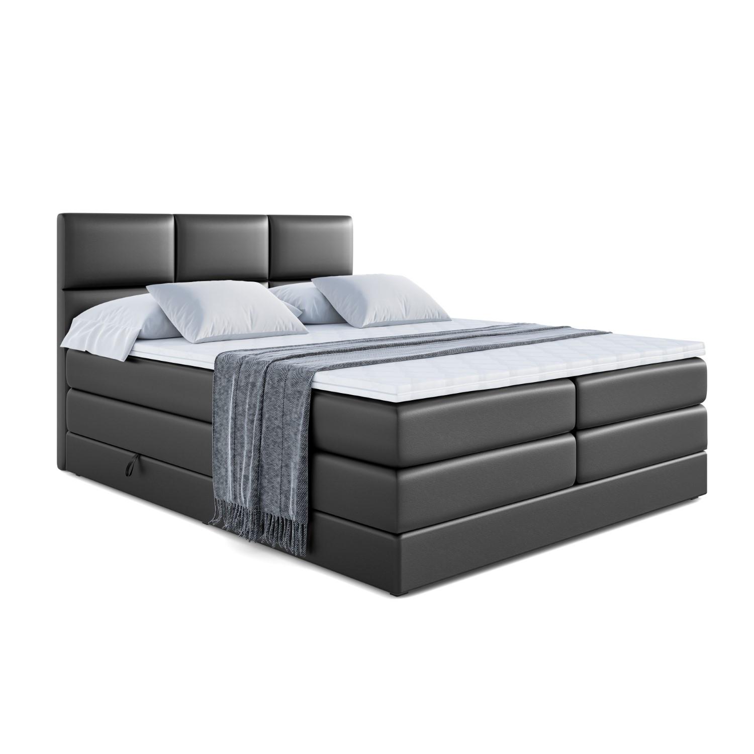 BOXSPRINGBETT OHIO KING - 180x200 - H3/H4 - Schwarz Hochglanz - Schwarz Hochglanz, Holzwerkstoff (180/200cm) - ALTDECOR