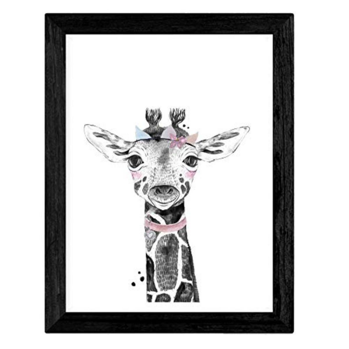 POSTER Set mit 4 „Tieren mit Schwarz und Blau Brille“ A4 Schwarzer Rahmen - Schwarz, Papier (29.7/3cm) - Nacnic