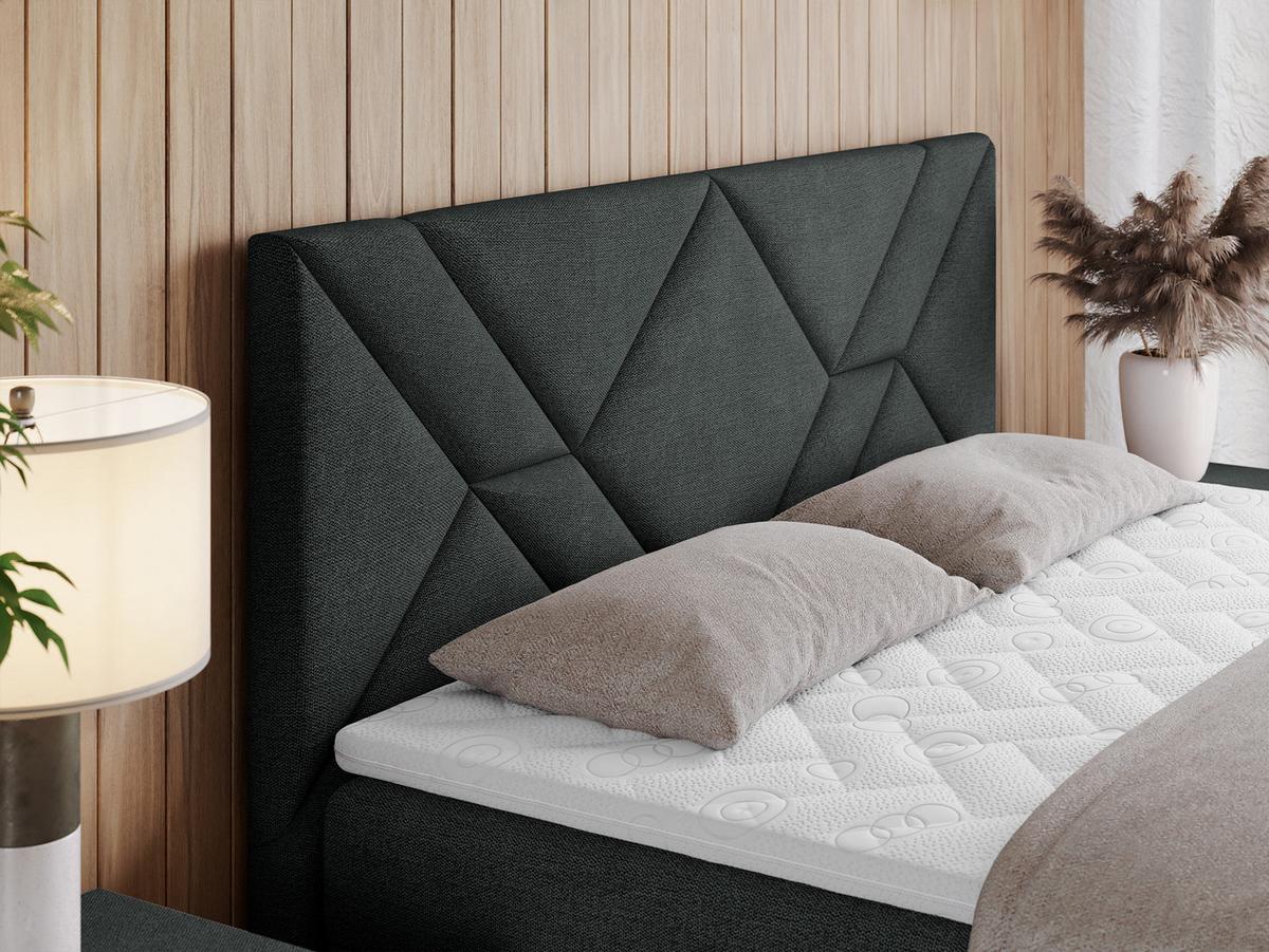 BOXBETT NEOMI 140/200 - Dunkelgrau Strukture - H4 - Visco - Dunkelgrau, Holz/Textil (140/200cm)