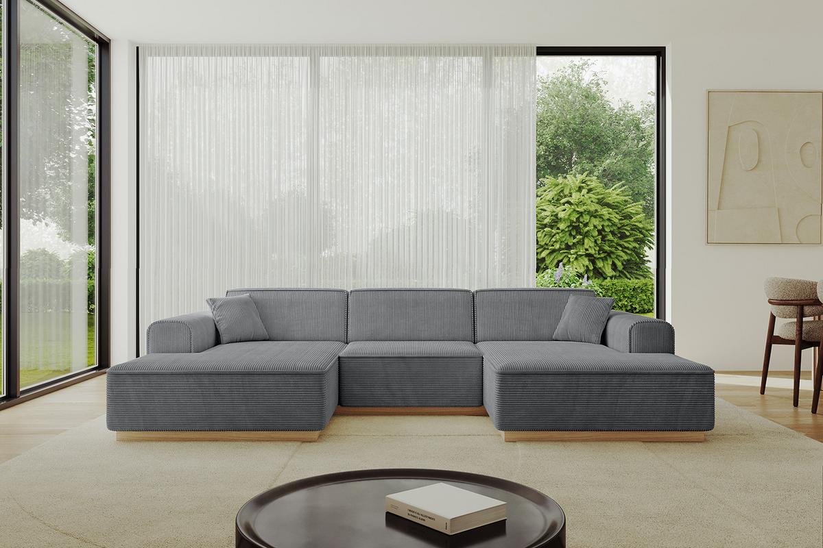 WOHNLANDSCHAFT IREA-U1-v2 - 301x165x80 cm Duneklgrau - Dunkelgrau, Holzwerkstoff/Textil (301/80/165cm) - ALTDECOR