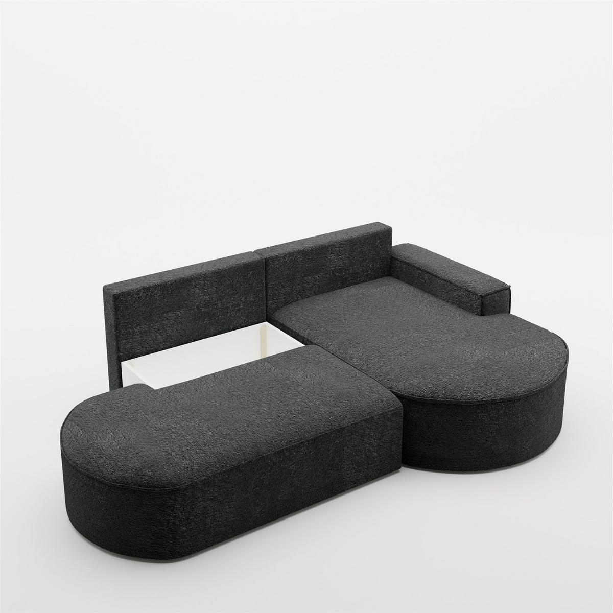ECKSOFA Venedig Mit Schlaffunktion - Schwarz, Holzwerkstoff/Textil (278/179cm) - Fun Möbel