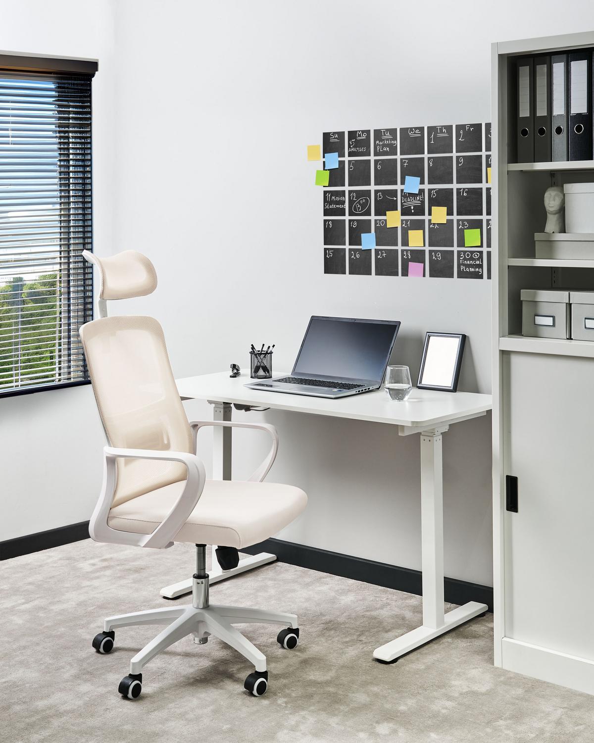 BÜROSTUHL Beige Monarch - Beige/Weiß, Textil (46/110/62cm) - Beliani