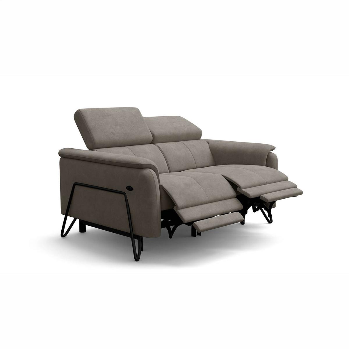 RELAXSOFA RODEN 2-Sitzer mit 2 Relax, beige, Veloursstoff - Beige, Holz/Textil (148/82/103cm) - Wozimo