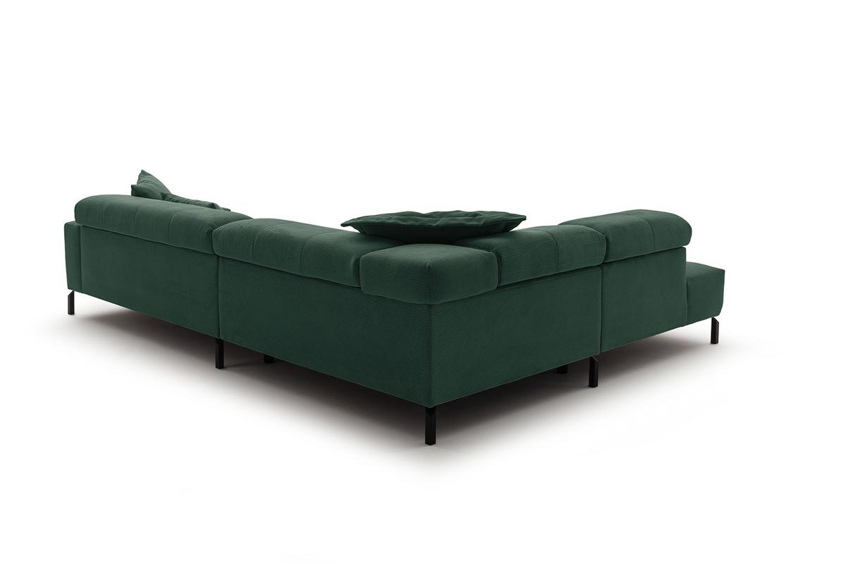 ECKSOFA OHIO Smaragdgrün Cord - Smaragdgrün/Schwarz, Textil/Metall (311/219cm) - KAWOLA