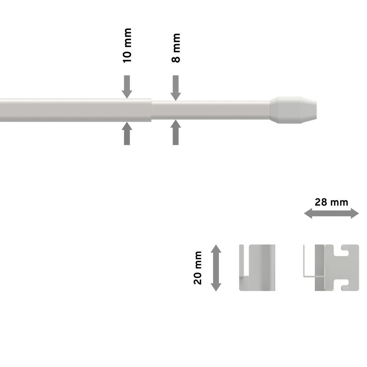 SCHEIBENSTANGEN / VITRAGESTANGEN MIT VITRAGECLIPSEN Geno 40-60 cm, oval, Weiß, Packung 2 Stück - Alufarben, Kunststoff/Metall (3.3/2/60cm) - INTERDECO