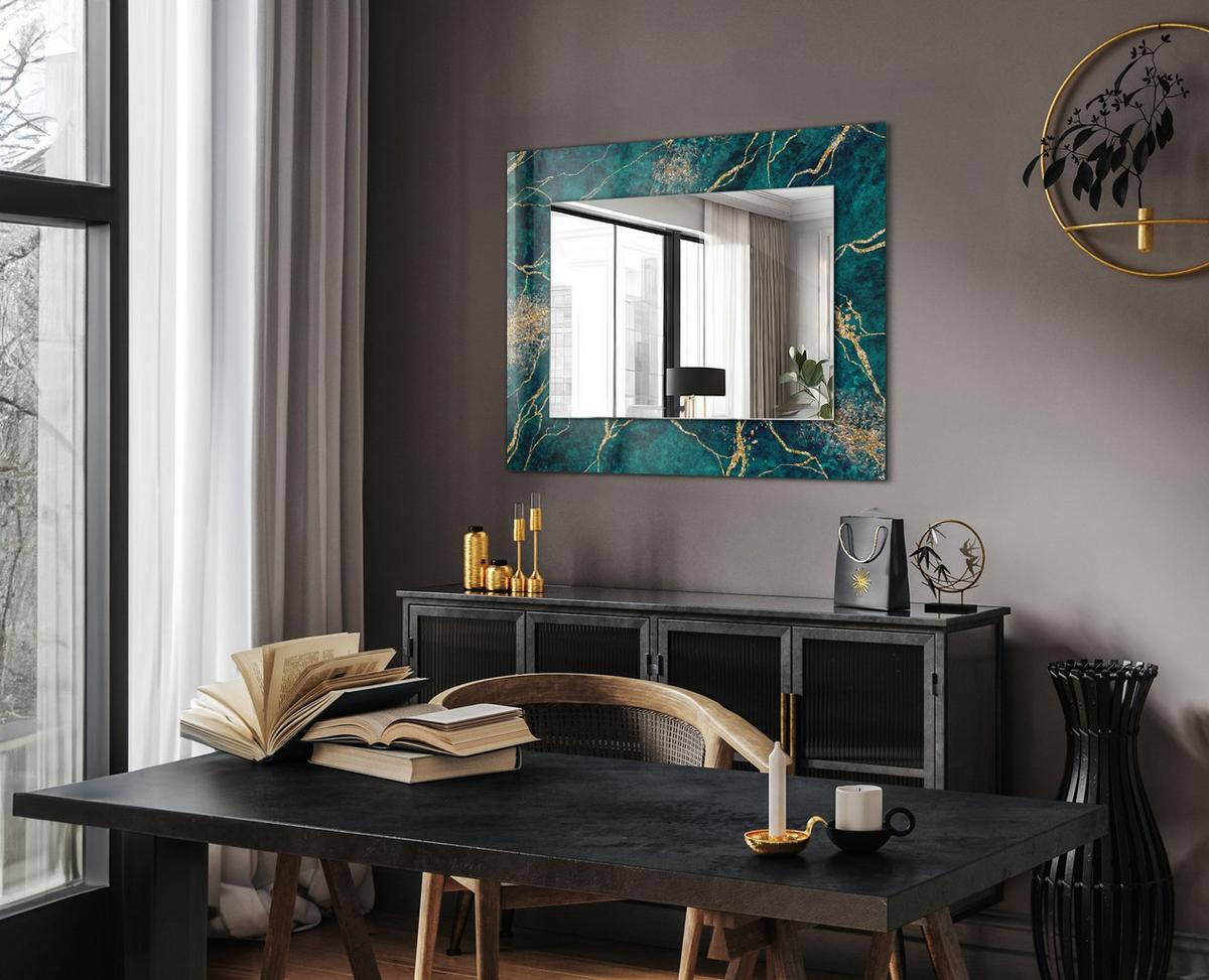 SPIEGEL 80 x 60 cm Rechteckig mit Aufdruck - Grün, Glas (80/60/0.4cm) - TULUP