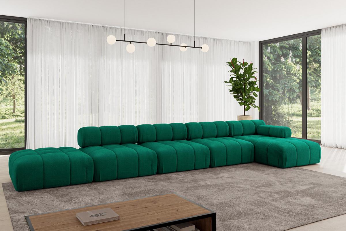 ECKSOFA modulares Sofa Lizur-L3 - 475x160x70 cm Dunkelgrün Velours - Dunkelgrün, Holzwerkstoff/Textil (475/160cm) - ALTDECOR