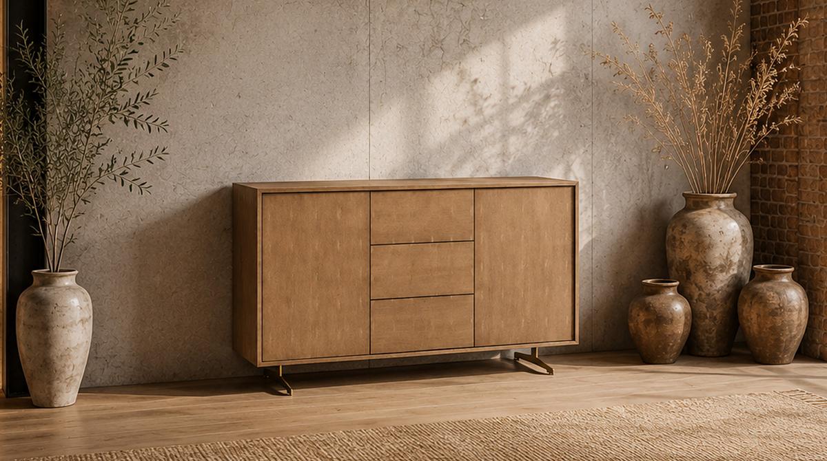 SIDEBOARD GALA Gold Holz - Goldfarben, Holz/Metall (140/85/40cm) - KAWOLA