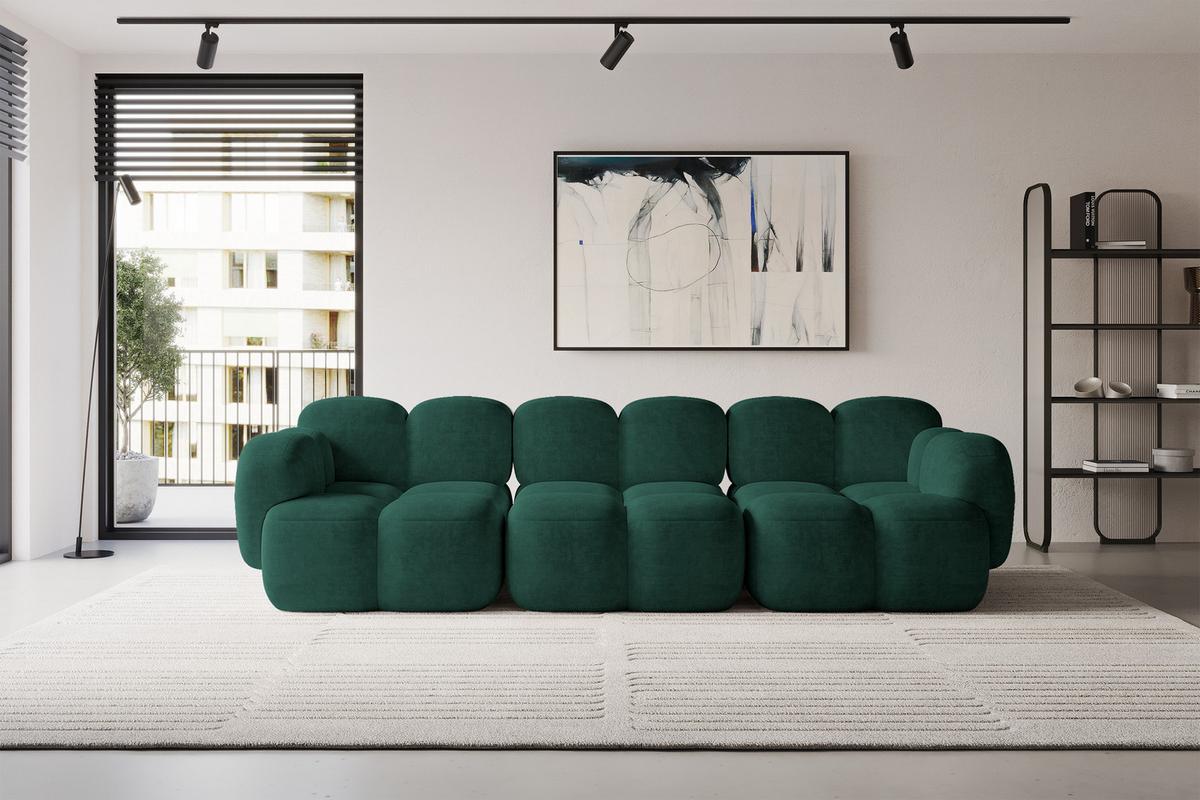 3-SITZER modulares Sofa Miko-S2 300x118x75 cm Grün Velours - Schwarz/Grün, Holzwerkstoff/Kunststoff (300/75/118cm) - ALTDECOR