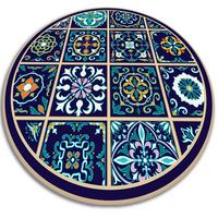 VINYL TEPPICH Ø120 cm Portugiesische Fliesen - Dunkelblau, Kunststoff (120/120cm) - TULUP