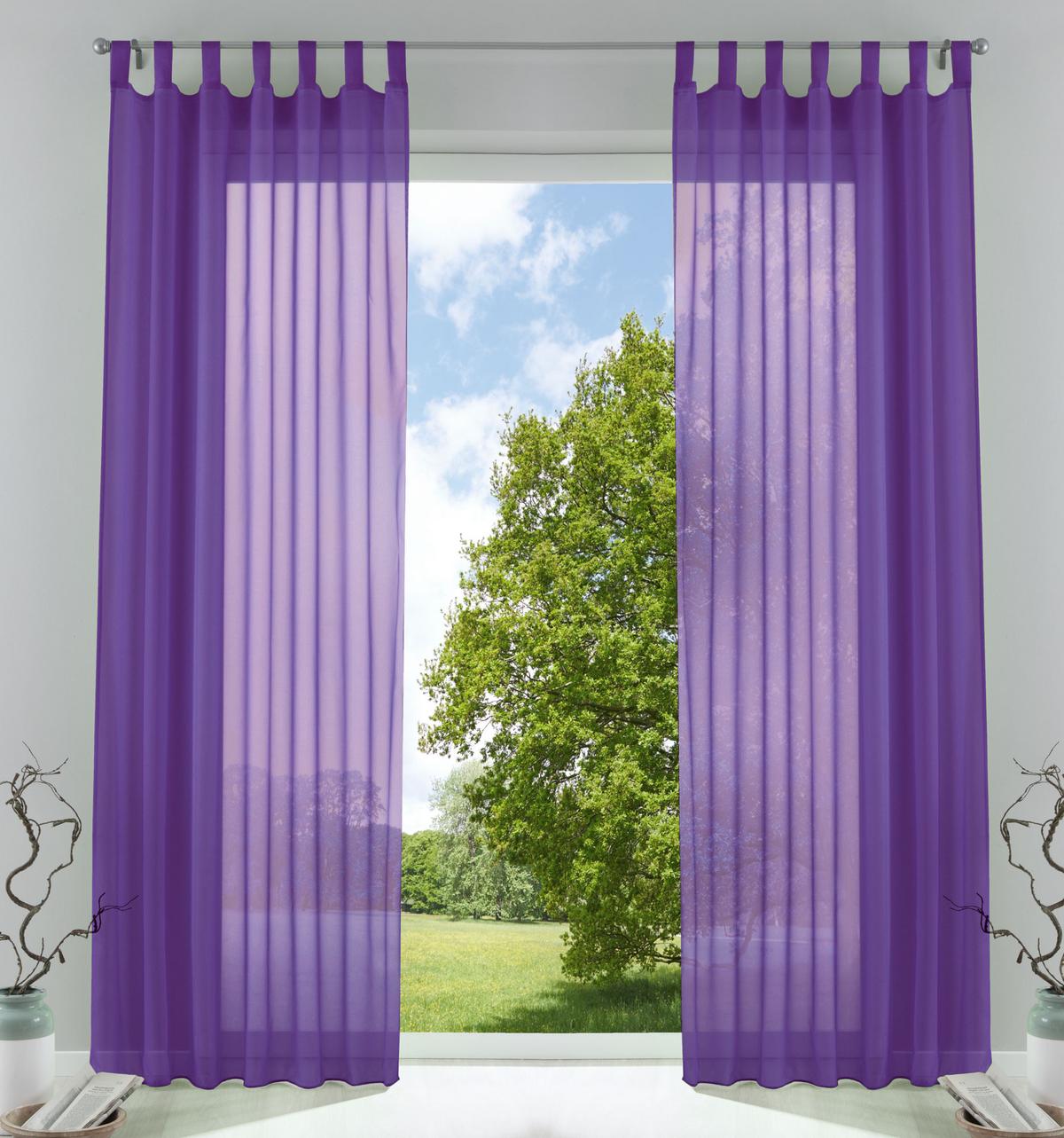 SCHLAUFENGARDINEN Voile 2er Set 225x140 cm Lila - Lila, Textil (140/225cm) - Gardinenbox.eu