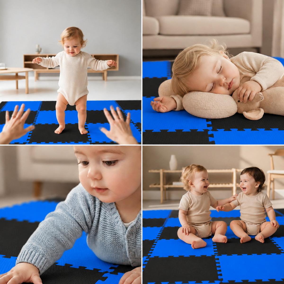 SPIELMATTE ab Null - 180/90 cm Puzzlematte Schwarz - Multicolor, Kunststoff (30/30cm) - Littletom