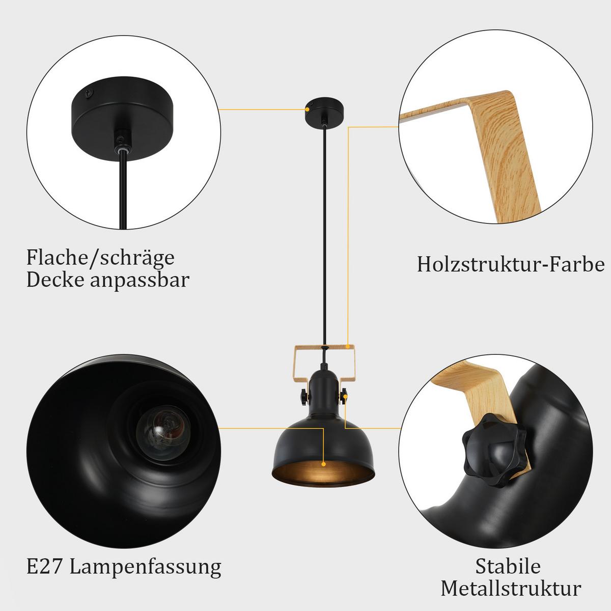 PENDELLEUCHTE Thilo 1-flammig 18/18/175 cm - Schwarz, Metall (18/18/175cm) - Nettlife