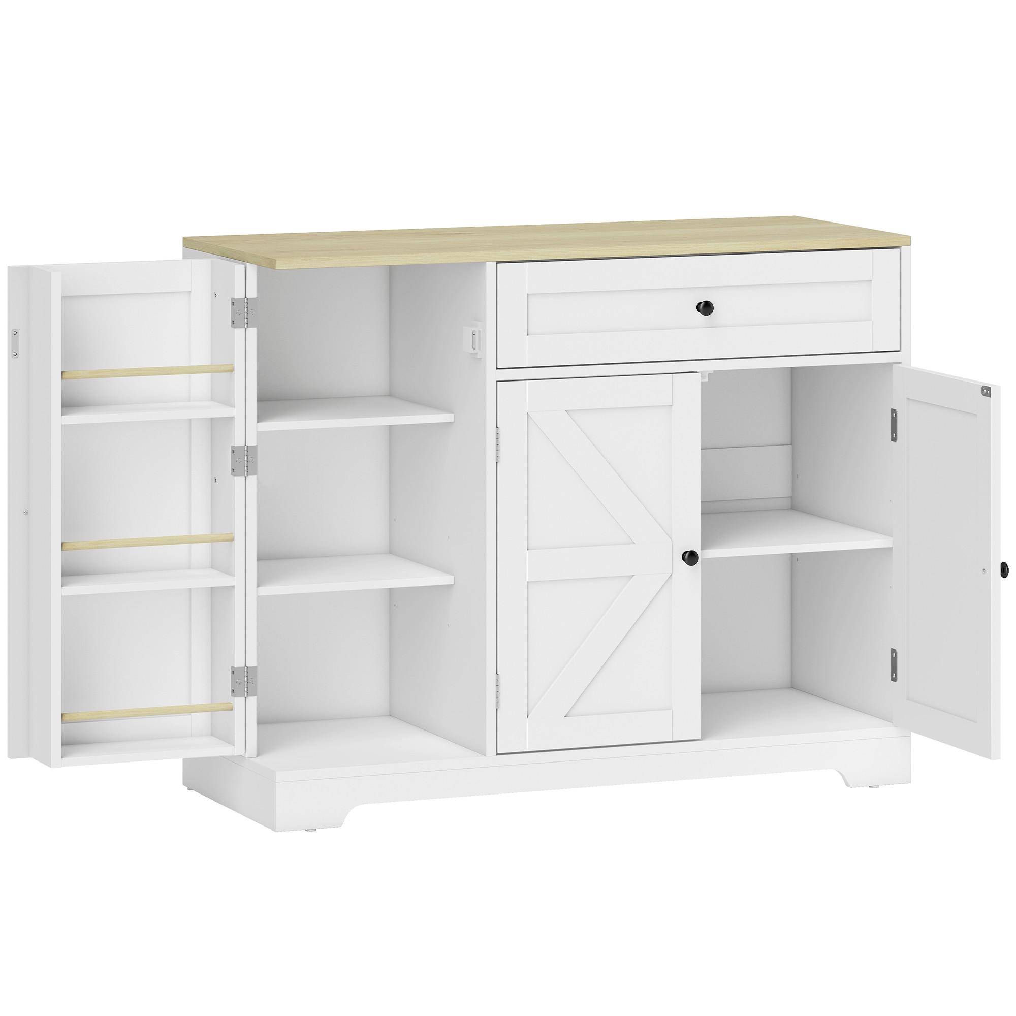 SIDEBOARD MDF Weiß - Schwarz/Weiß, Holzwerkstoff/Metall (40/81/100cm) - HOMCOM