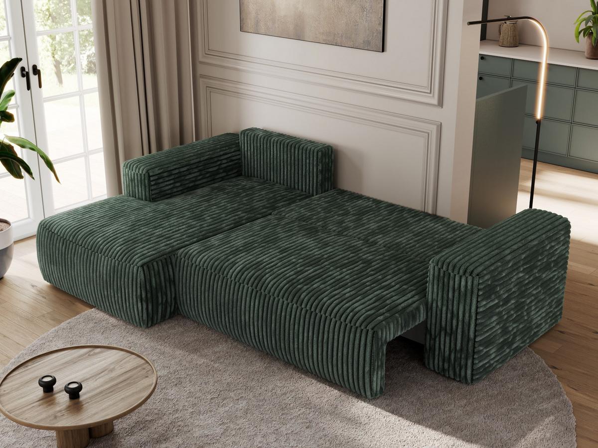 ECKSOFA TRENTINO L Grün Cord - Links - Schwarz/Grün, Kunststoff/Textil (266/164cm) - MKS