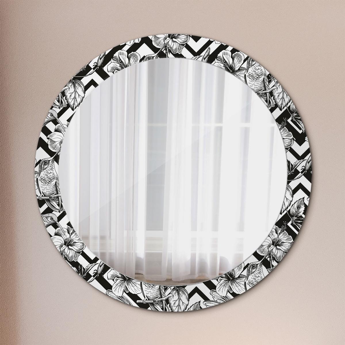 SPIEGEL Rund Ø 80 cm mit Aufdruck - Schwarz, Glas (80/80/0.4cm) - Wallfluent