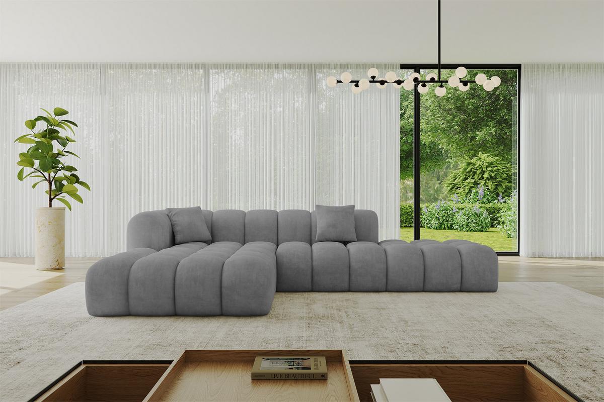 ECKSOFA Ottomane Links OLEA-L2 - 289x176x71 cm Titanfarben - Titanfarben/Schwarz, Holzwerkstoff/Kunststoff (289/176cm) - ALTDECOR