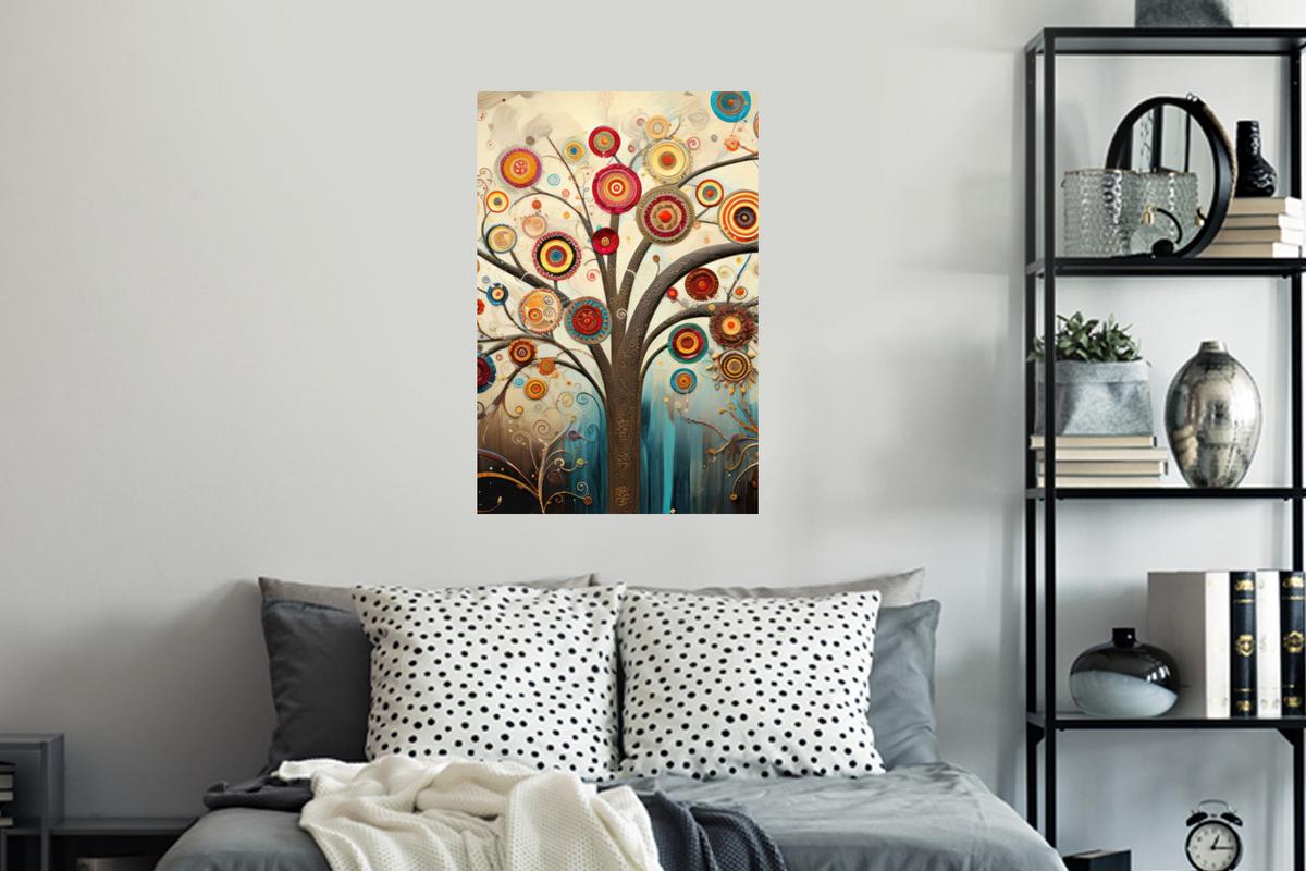 WANDTATTOO Baum - Baum des Lebens - Farbe Wandbild 40x60 cm - Braun, Kunststoff (40/60/0.1cm) - MuchoWow
