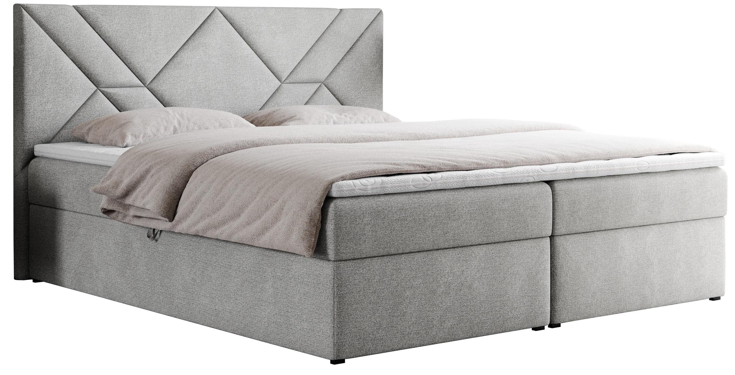 BOXBETT NEOMI 180/200 - Hellgrau Strukture - H3 - Visco - Hellgrau, Holz/Textil (180/200cm)