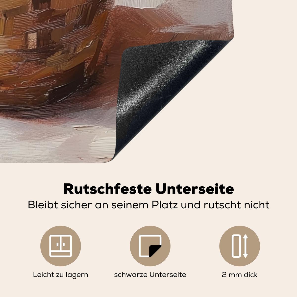 HERDABDECKPLATTE Korb - Eier - Rosa Induktionsmatte 78x78 cm - Beige, Kunststoff (78/78/0.2cm) - MuchoWow
