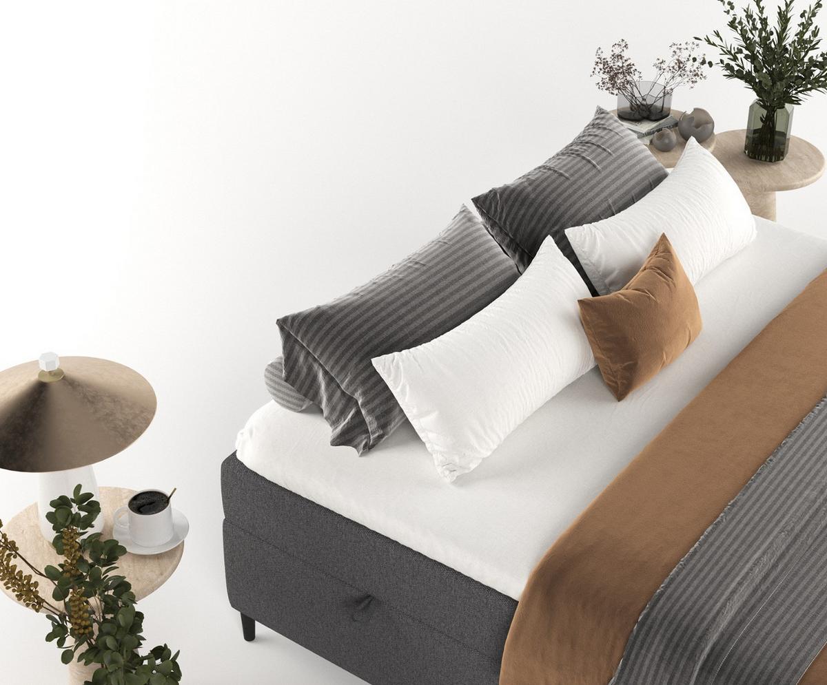 BOXBETT Theo 180/200 cm Anthrazit im Megan Stoff - Anthrazit/Schwarz, Holz/Holzwerkstoff (180/200cm) - AltaBeds