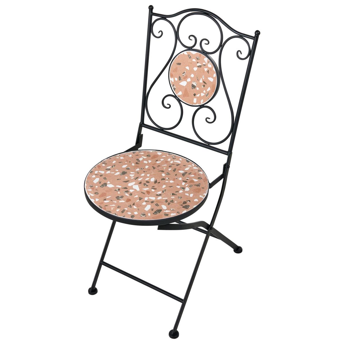 GARTENSTUHL 2er-Set Schwarz Adrano - Schwarz/Orange, Metall (39/87/47cm) - Beliani