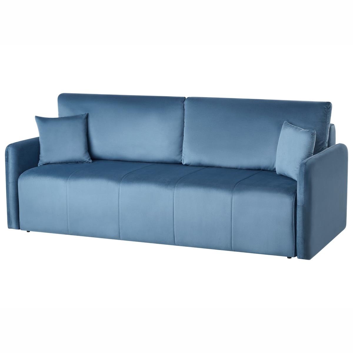 SCHLAFSOFA 3-Sitzer Samtstoff Blau Egge - Blau, Textil (220/88/93cm) - Beliani