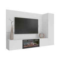 WOHNWAND Deromi VI mit Kamin - Weiß, Holzwerkstoff (220/150/38cm) - MIRJAN24